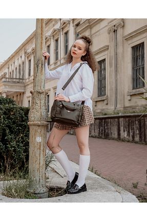 کیف دوشی خاکی زنانه چرم مصنوعی U.S. Polo Assn. - کد 936551739