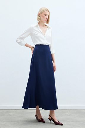 دامن سرمه ای زنانه پارچه Sateen - کد 841500292