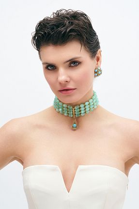 گردنبند جواهر طلائی زنانه سنگ Mon Reve - کد 930984204