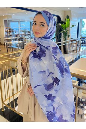 شال آبی زنانه پنبه ای Mira İpek - کد 950179983