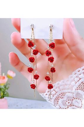 گوشواره جواهر قرمز سنگ طبیعی ER TAKI - کد 869931623