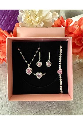 ست استیل صورتی زنانه 4 تایی HKN AVM ACCESSORİES - کد 803543453