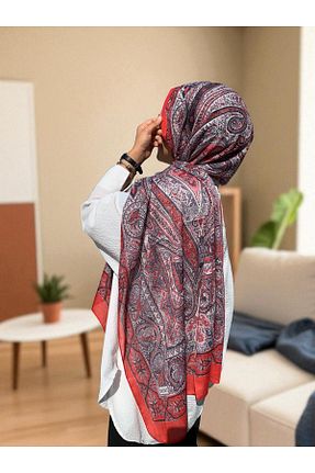 شال قرمز زنانه پنبه ای Baştacı - کد 884967945