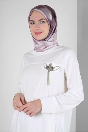 تونیک حجاب سفید زنانه پنبه پلی استر Alvina - کد 833409052