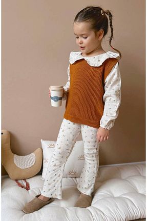 ست بالاتنه و پائین تنه قهوه ای بچه گانه تریکو Mio - کد 867444385