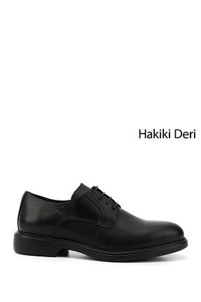 کفش آکسفورد مشکی مردانه چرم خالص GÖNDERİ(R) - کد 905252643