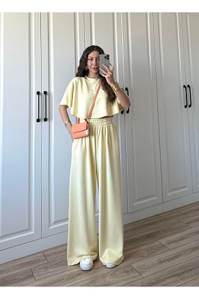 ست بالاتنه و پائین تنه زرد زنانه بافتنی manana fashion - کد 949506014