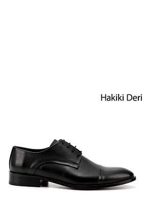 کفش کلاسیک مشکی مردانه چرم خالص GÖNDERİ(R) - کد 95787941