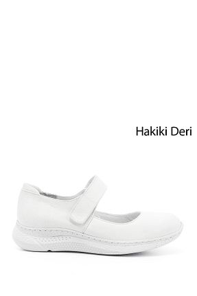 کفش کژوال سفید زنانه چرم خالص GÖNDERİ(R) - کد 924376494