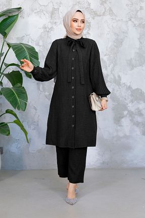 ست بالاتنه و پائین تنه حجاب مشکی زنانه رگولار Neva Style - کد 900429791