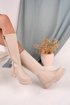 بوت / نیم بوت بژ زنانه چرم مصنوعی epaavm - کد 761512530
