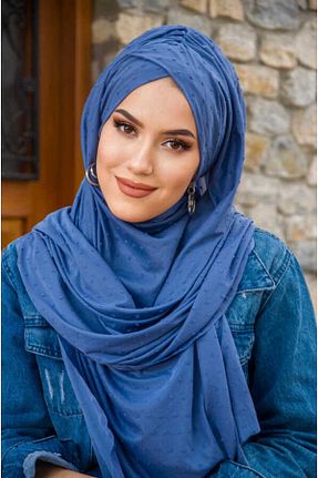 شال سرمه ای زنانه پنبه پلی استر Aişe Tesettür - کد 815617175