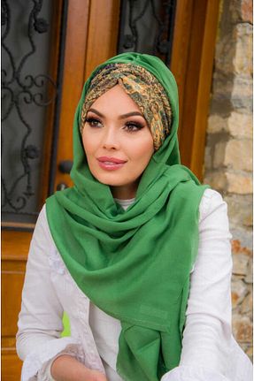 شال سبز زنانه پلی استر Aişe Tesettür - کد 681068935