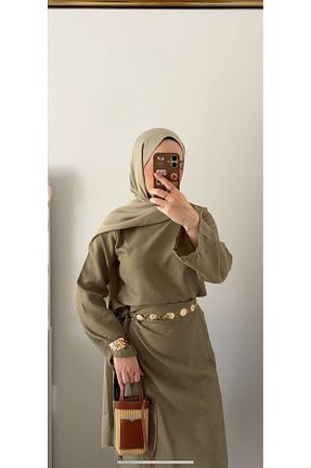 ست بالاتنه و پائین تنه حجاب خاکی بچه گانه مام فیت Marselline - کد 946125399