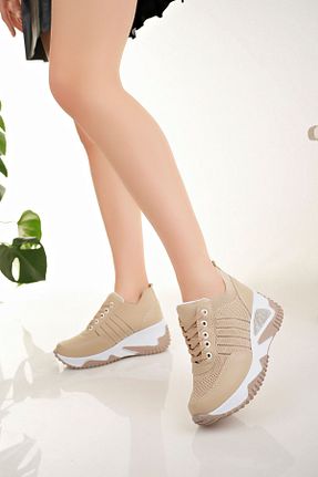 کفش پاشنه بلند پر بژ زنانه پاشنه متوسط (5-9 سانتی متر) epaavm - کد 824507186