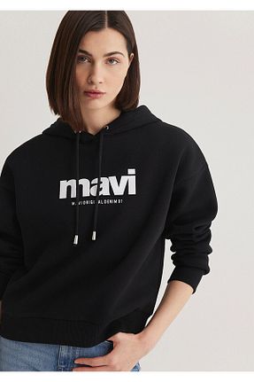 سوئیشرت مشکی زنانه Slogan Mavi - کد 39056037