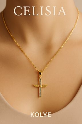گردنبند استیل ( فولاد ) زرد زنانه استیل (فولاد) celisia - کد 896402239