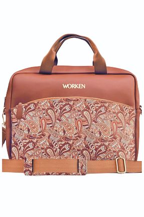 کیف لپ تاپ و مدارک قهوه ای زنانه چرم مصنوعی worken - کد 166594904