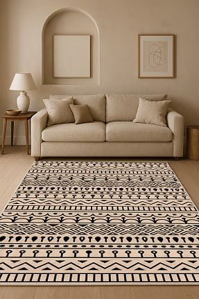 فرش بژ قابل شستشو df home - کد 951759540