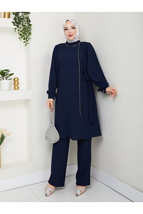 ست بالاتنه و پائین تنه حجاب سرمه ای زنانه رگولار BELLİNA - کد 951760557