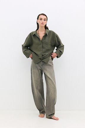 پیراهن خاکی زنانه اورسایز kkare - کد 951751834