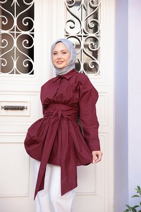 پیراهن حجاب زرشکی زنانه رگولار LOCCO - کد 951752418