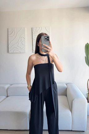 ست بالاتنه و پائین تنه مشکی زنانه بافتنی MOZENA - کد 951884396