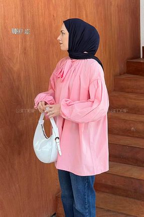 تونیک حجاب صورتی زنانه ویسکون lamelif - کد 952225125