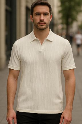 پولوشرت سفید مردانه پنبه ای DAMGA JEANS - کد 951917887
