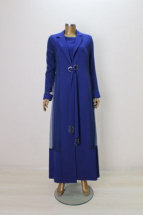 لباس مجلسی حجاب سرمه ای زنانه یقه دوچرخه çınar özkan - کد 871453347