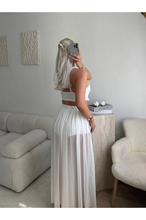 ست بالاتنه و پائین تنه سفید زنانه بافتنی Zora Butik - کد 952240098