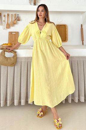 لباس حجاب زرد زنانه رگولار Olcay - کد 952292818