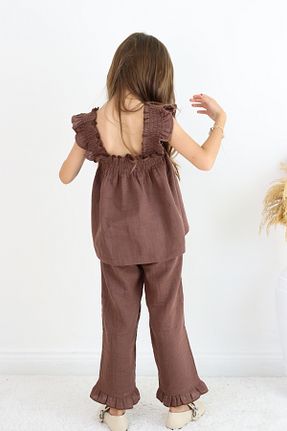ست بالاتنه و پائین تنه قهوه ای بچه گانه بافتنی FESSHERA KİDS - کد 952828568