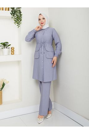 ست بالاتنه و پائین تنه حجاب طوسی زنانه رگولار BELLİNA - کد 952518262