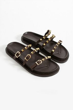 دمپائی قهوه ای زنانه چرم مصنوعی DUXAL SHOES - کد 952564720