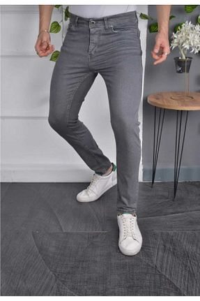 شلوار جین طوسی مردانه پاچه تنگ KDY - کد 952751175