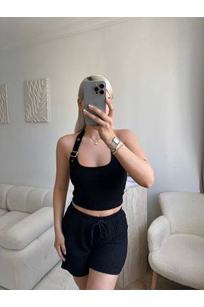 بلوز مشکی زنانه بند دار Zora Butik - کد 952751442