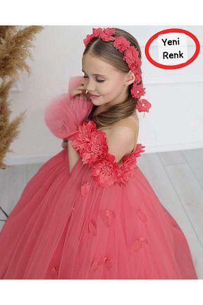 لباس مجلسی و فارغ التحصیلی قرمز بچه گانه توری Kids - کد 953352047