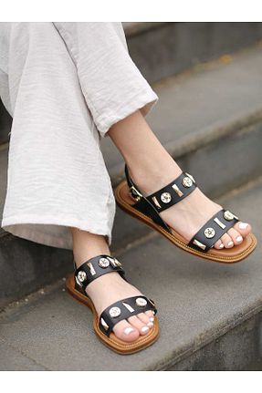 صندل مشکی زنانه پاشنه تخت EREN SHOES BAG - کد 953018229