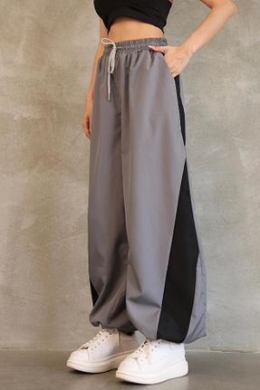 شلوار کرمگن طوسی زنانه پاچه گشاد RE7EDİ - کد 953019133