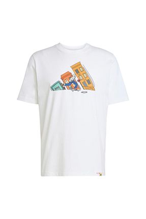 تیشرت سفید مردانه یقه دوچرخه adidas - کد 939053718
