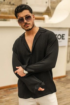 پیراهن مشکی مردانه اورسایز SKYMOOD - کد 248223815