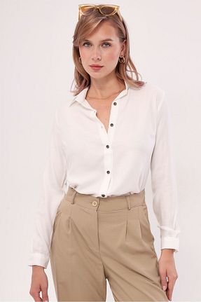پیراهن سایز بزرگ سفید زنانه رگولار armonika - کد 3465674