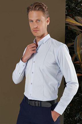 پیراهن آبی مردانه اسلیم فیت Efor - کد 749267099