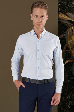 پیراهن آبی مردانه اسلیم فیت Efor - کد 749267099