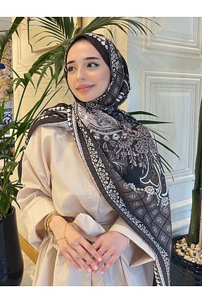 شال قهوه ای زنانه پنبه ای Mira İpek - کد 950180025