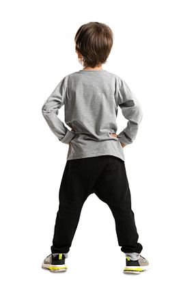 ست بالاتنه و پائین تنه طوسی بچه گانه بافت Denokids - کد 3403887