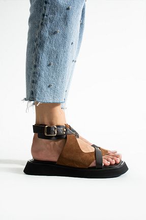 صندل قهوه ای زنانه پاشنه ضخیم Siena Shoes - کد 946684214