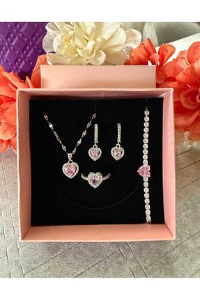 ست استیل صورتی زنانه 4 تایی HKN AVM ACCESSORİES - کد 803543453