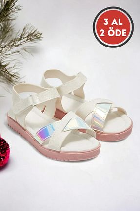صندل سفید بچه گانه پاشنه تخت Ponchiq - کد 141166415